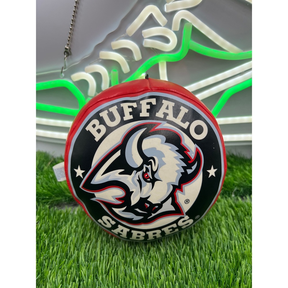 Buffalo Sabres NHL Plush Puck Window Dangler Pillow Goat Head Logo Red Black